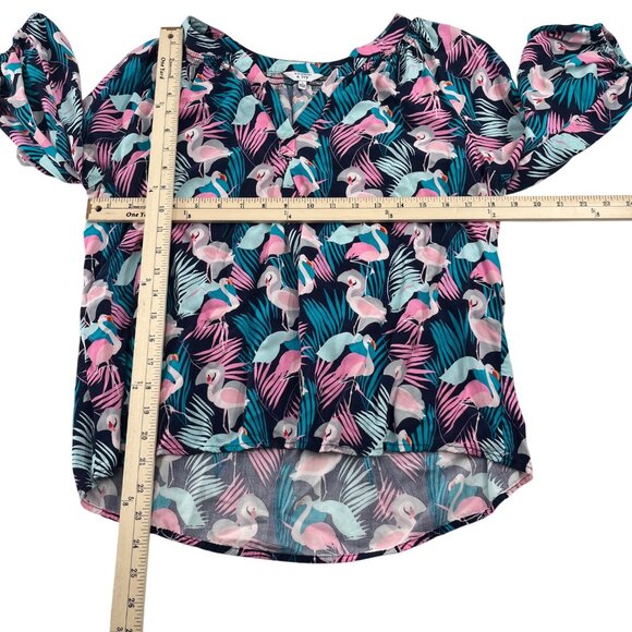 Crown & Ivy Women's Flamingo Print Blouse Size Large - Picture 2 of 5